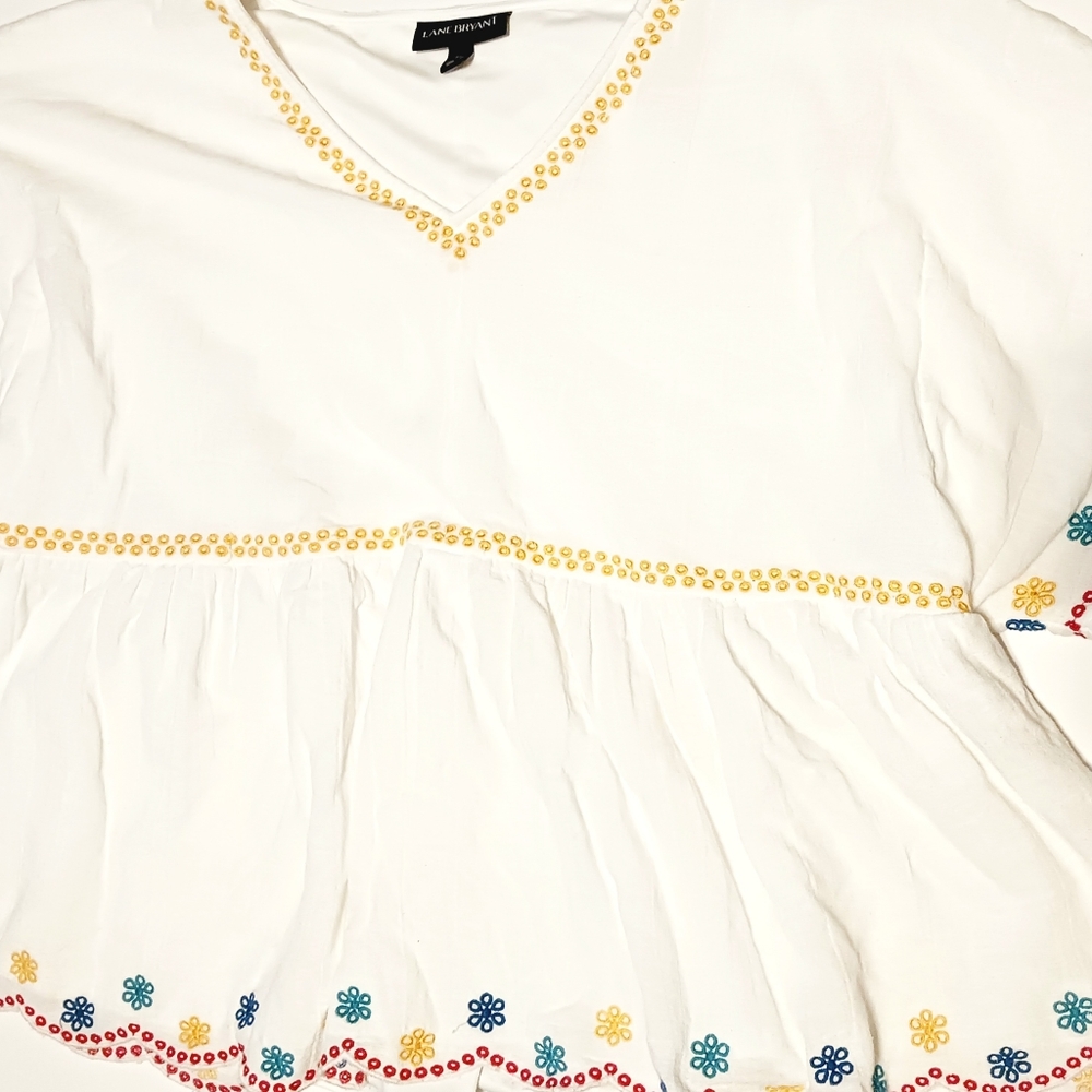 LANE BRYANT White Linen Top Sz 22